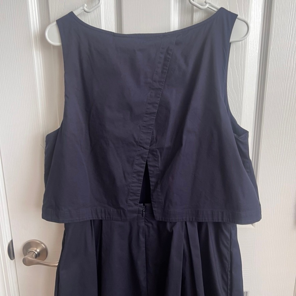 LOFT Dress Women's Size 14 Sleeveless Navy Blue Pleated Career Casual - Picture 6 of 15